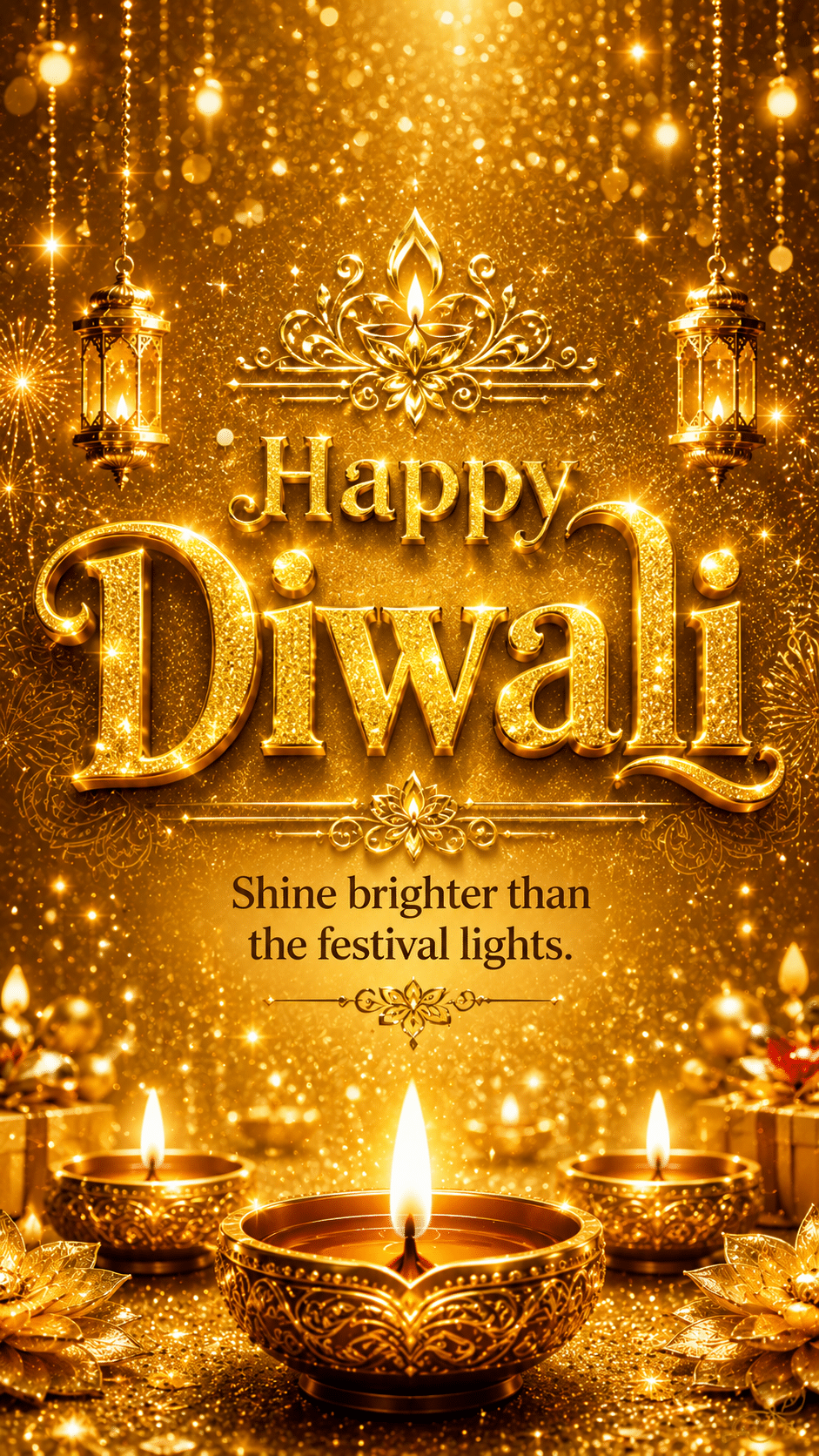 Village lights Happy Diwali warm wishes image