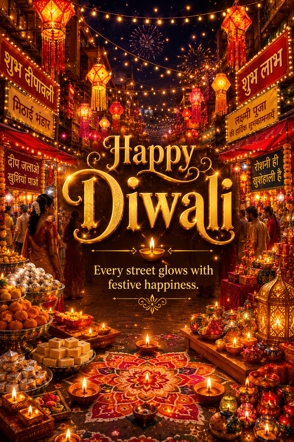 Neon modern Happy Diwali greeting image