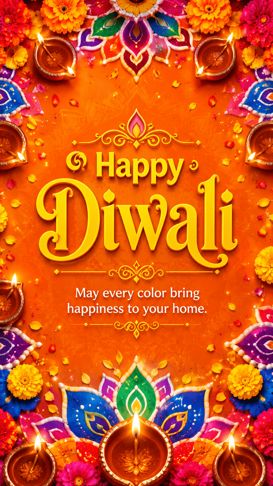 Silver blue sparkling Happy Diwali blessing image