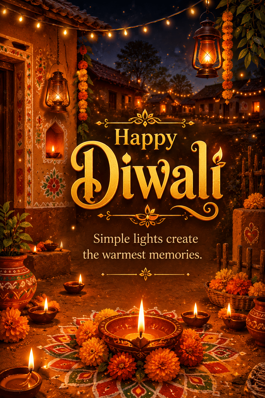 Golden sparkle Happy Diwali festival lights image