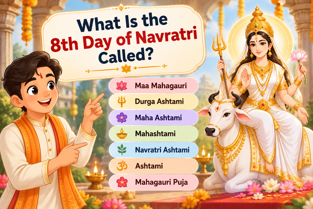 8th Day of Navratri called Durga Ashtami and Maha Ashtami with Maa Mahagauri